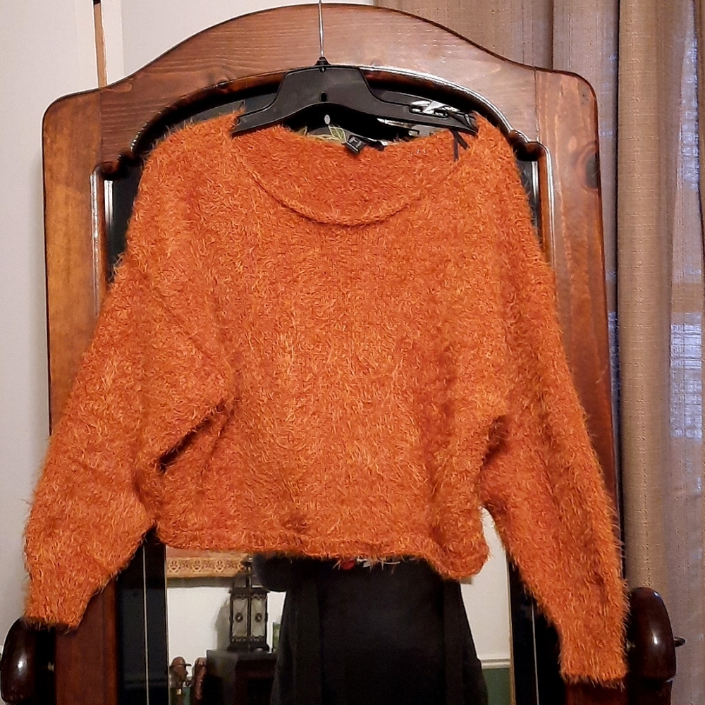 Fuzzy Burnt Orange Forever 21 Sweater